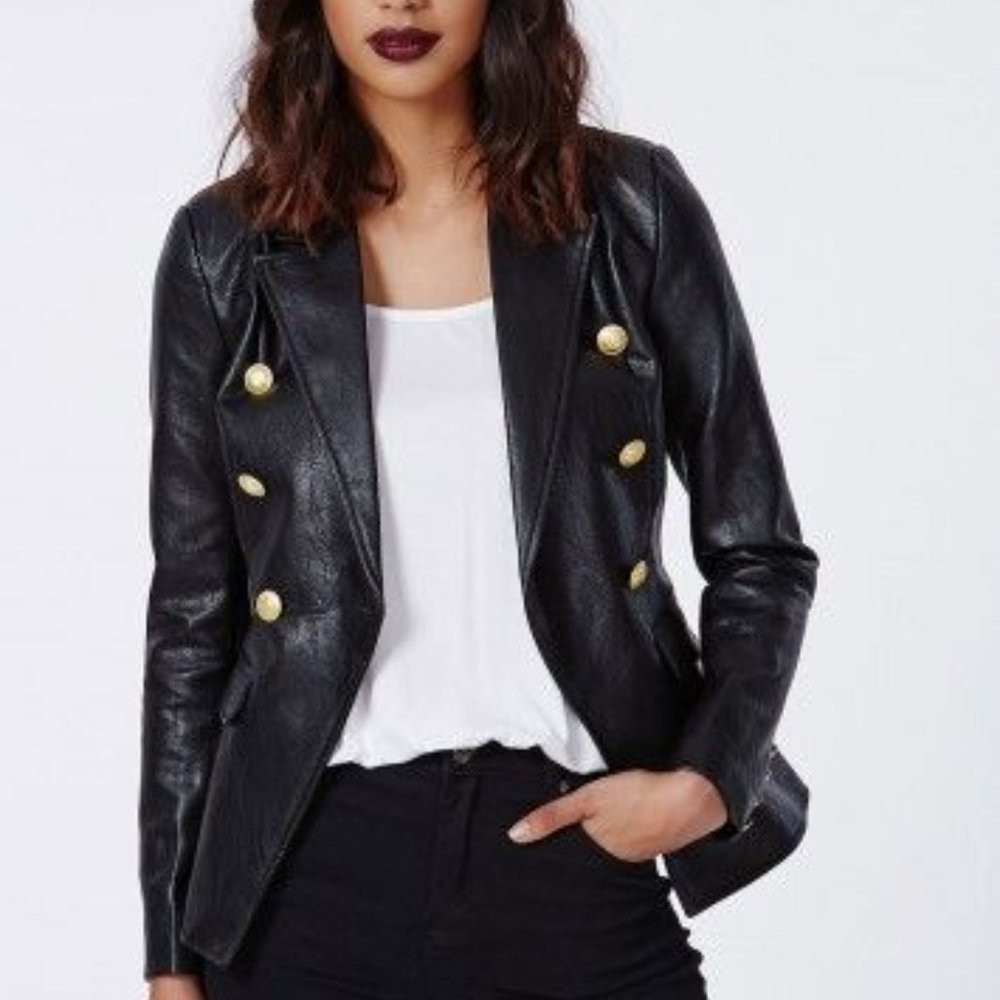 Faux Leather Blazer